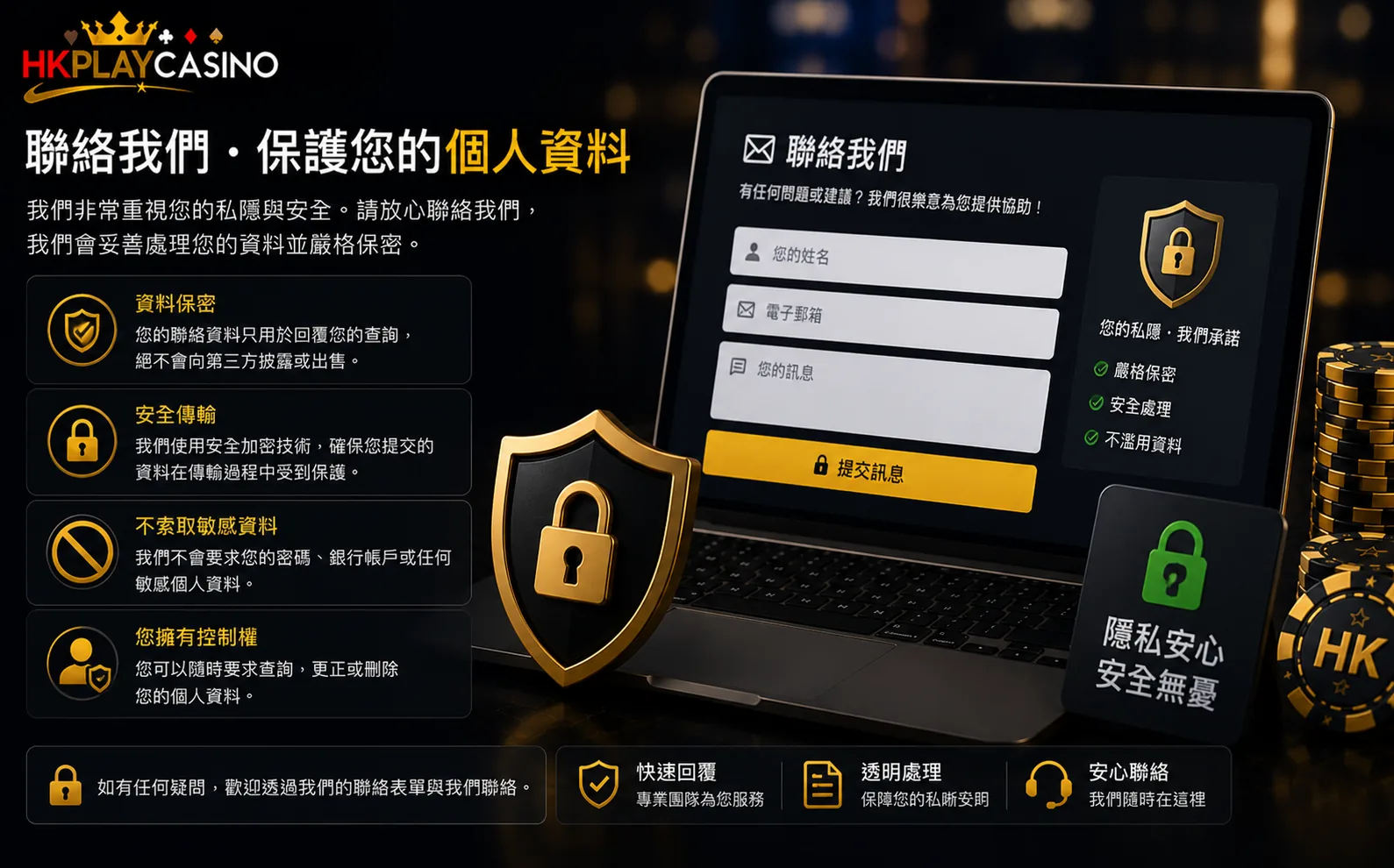 聯絡網站時保護個人資料